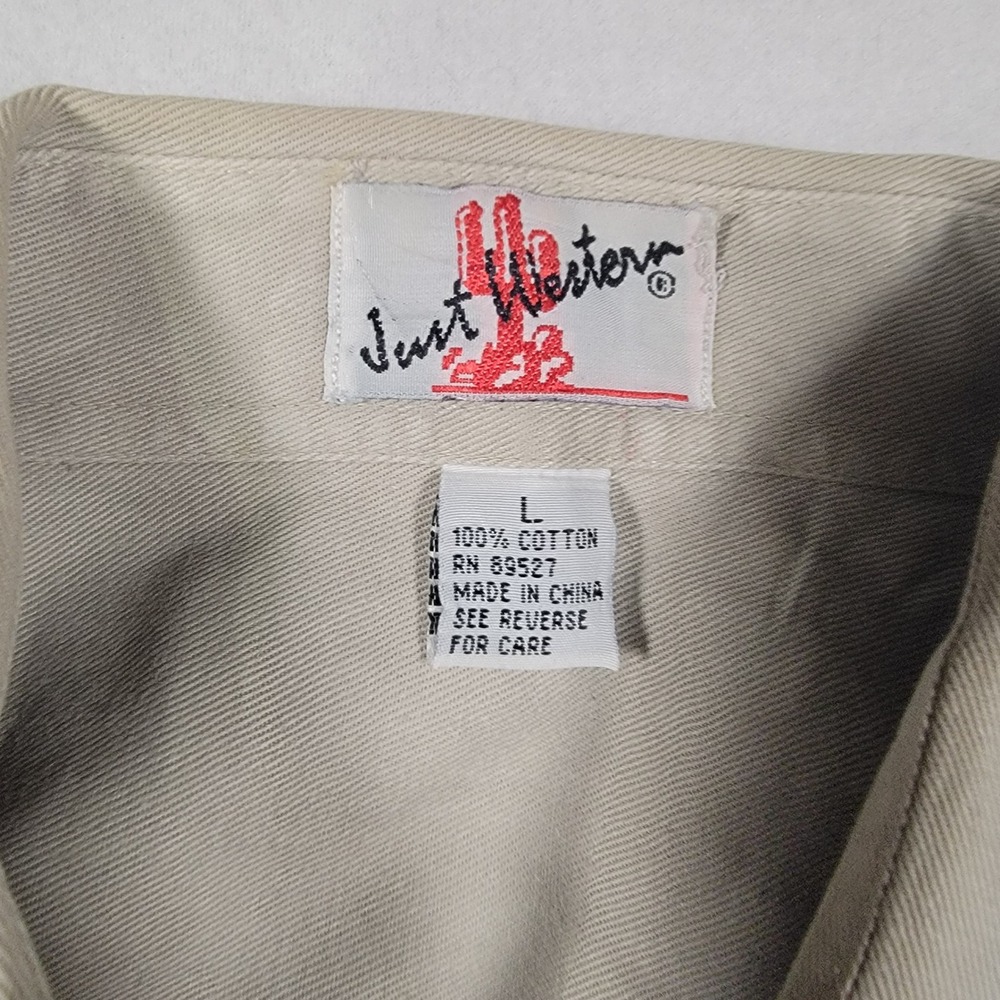 Just Western Shirt Mens L Blue Tan Two Tone Denim Cotton Cowboy - Picture 3 of 12